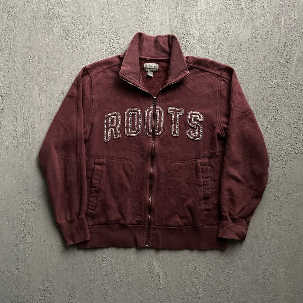 Vintage Roots Full Zip Sweatshirt Mens Large Maroon 2000s Y2K 73 Athletics